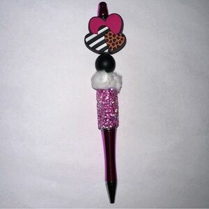 Pink Glitter Heart Pen